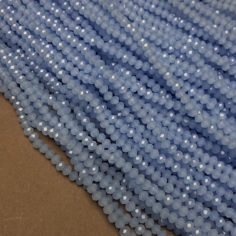 Матови волошкови мъниста с чешки кристал на конец, гранован рондел, диаметър 3,5×3 мм, дължина 36–38 см +