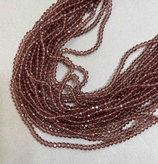 Мъниста чешки кристал на конец светлокафяви прозрачни фасетирани рондели, диаметър 3,5×3 мм, дължина 33 см