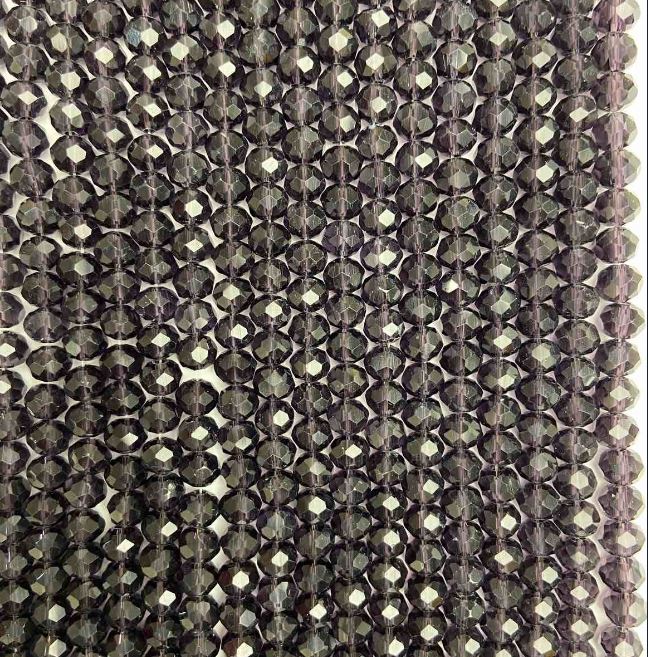 Мънисти от чешки кристал на конец тъмно-лилави грановани рондели, диаметър 6×5 мм + -, дължина 42 см +