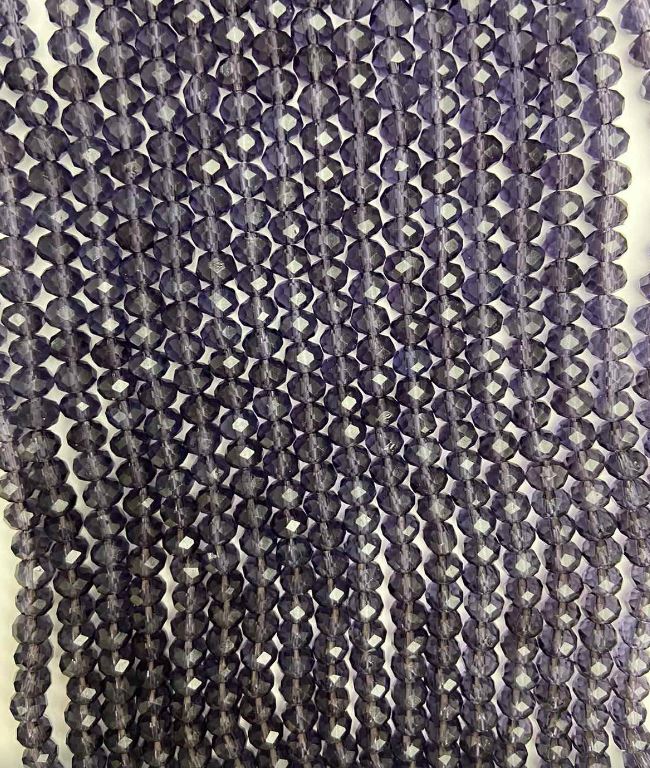 Лилави мъниста от чешки кристал на конец, прозрачно гранован рондель, диаметър 6×5 мм, дължина 40 см +