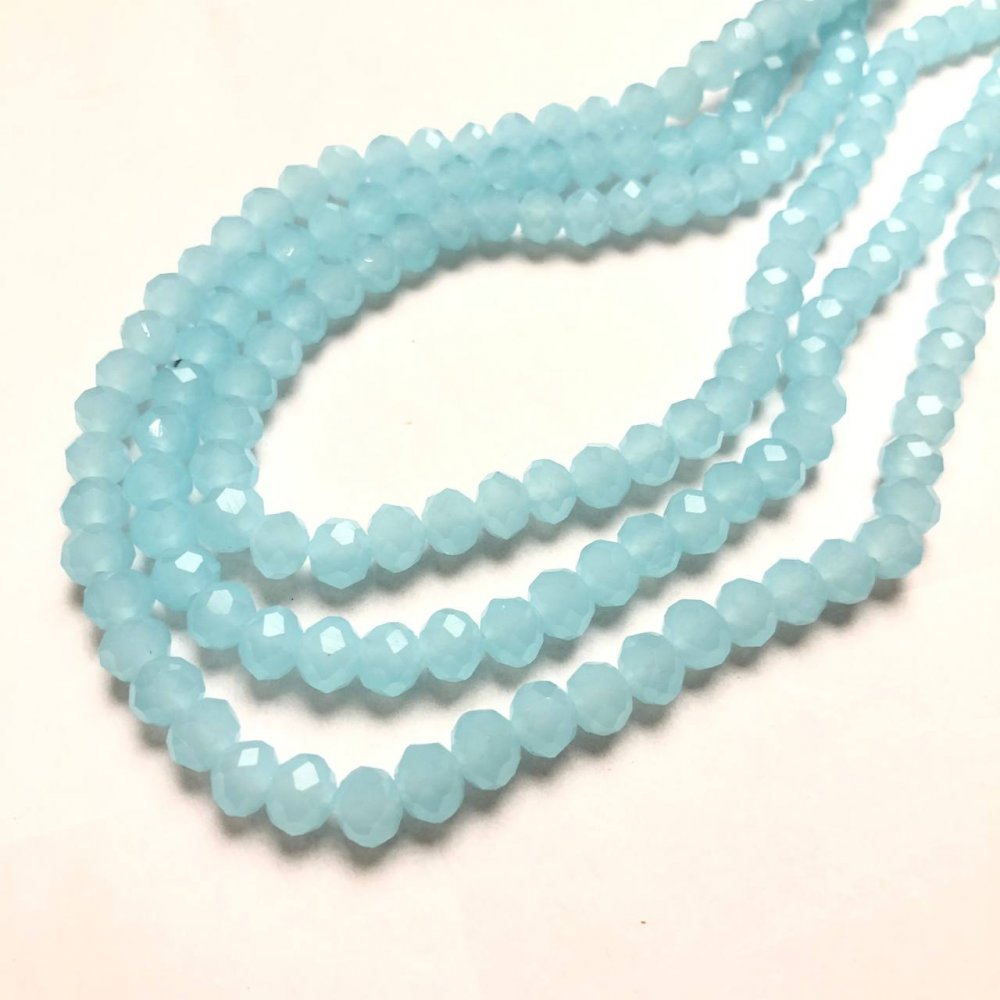 Намистини чешки кристал на конец светло василькови матови гранирани рондели, диаметър 8×6 мм + -, дължина 40-42 см +