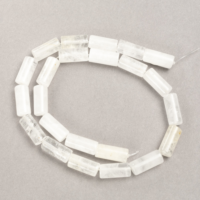 Намистини на конец естествен камък Горски кристал цилиндър, диаметър 8x17 мм + -, дължина 39 см +