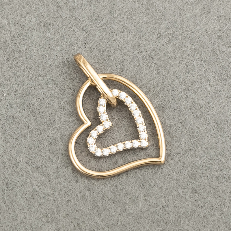 Медальон Xuping със сърце и позлата 18K, с бели стрази, диаметър 21×17 мм +
