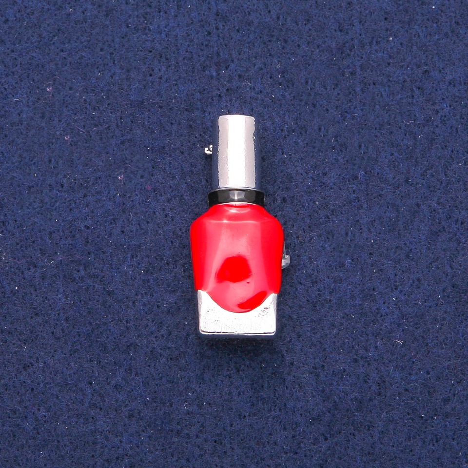 Брошка Лак червено и черно емал, сребрист метал 13х33мм