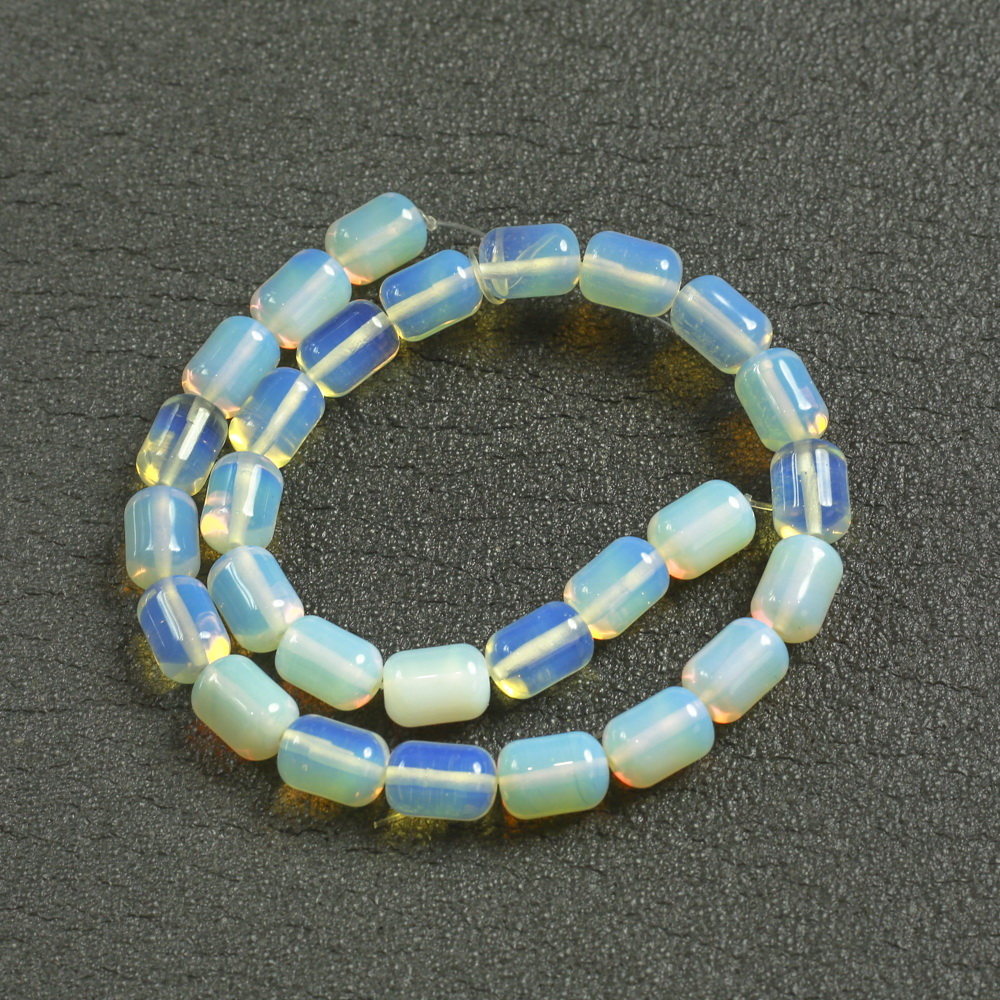 Намистини на конец от лунен камък (изкуствен) бочонък, диаметър 10×14 мм + -, дължина 39 см +