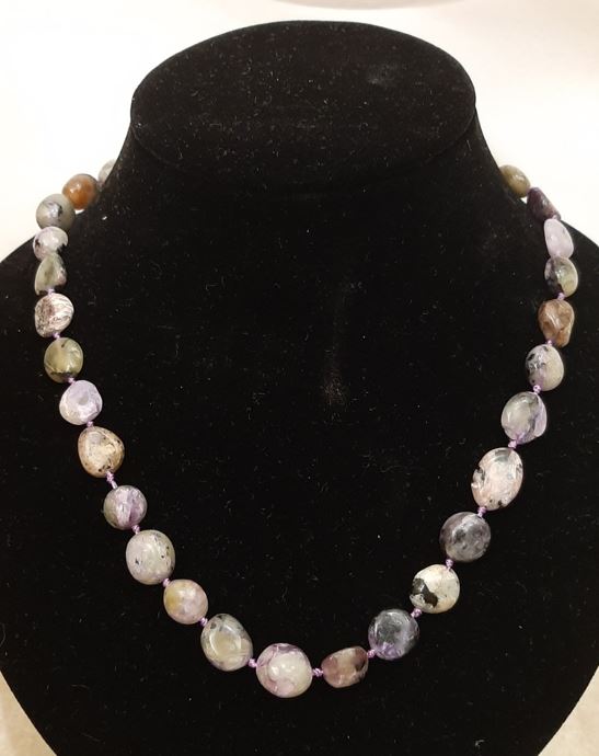 Огърлица от чароит, фасетирани мъниста от естествен камък, диаметър 10×12 мм, дължина около 50 см