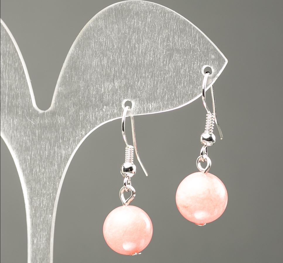 Обици от турмалин (изкуствен) гладка топка, диаметър 10 мм, дължина 32 мм