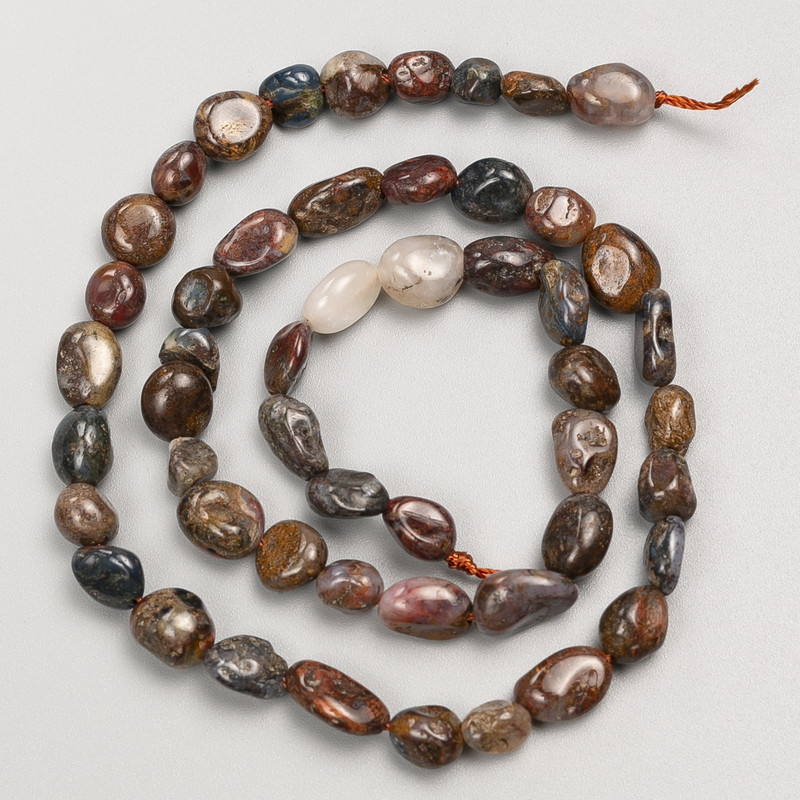 Намистини камінь Петерсіт галтування на нитці, діаметр 6х8мм+-, довжина 40см+