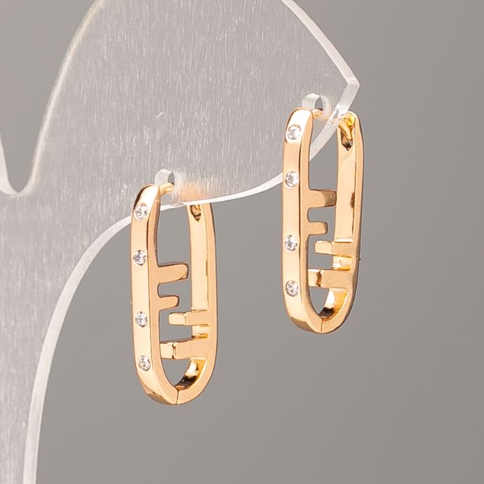 Обички Xuping с позлата 18К и бели кристали, диаметър 21×11 мм+