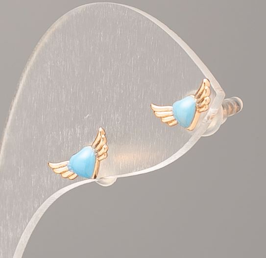 Сережки пусети кульчики Xuping Позолота 18К блакитні сердечка, діаметр 10х5мм+