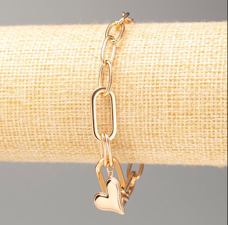 Браслет Xuping позлата 18К «Сърце» L 16–20 см, дебелина 6,5 мм ±, дебелина 9 мм ±