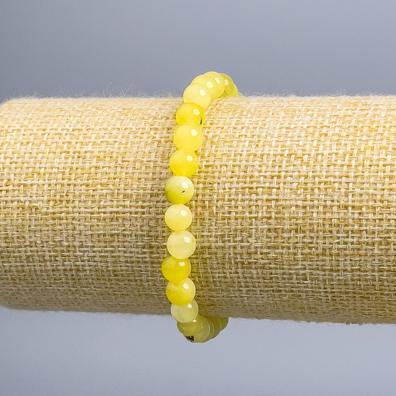 Браслет от рутилиран кварц Волосатик, гладко топче, диаметър 6,5 мм, дължина 18 см (еластичен)