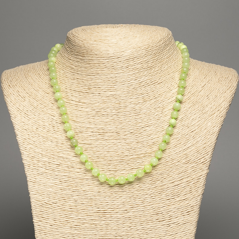 Огърлица от оникс, гладко топче, диаметър 6 мм +/-, дължина 46 см +