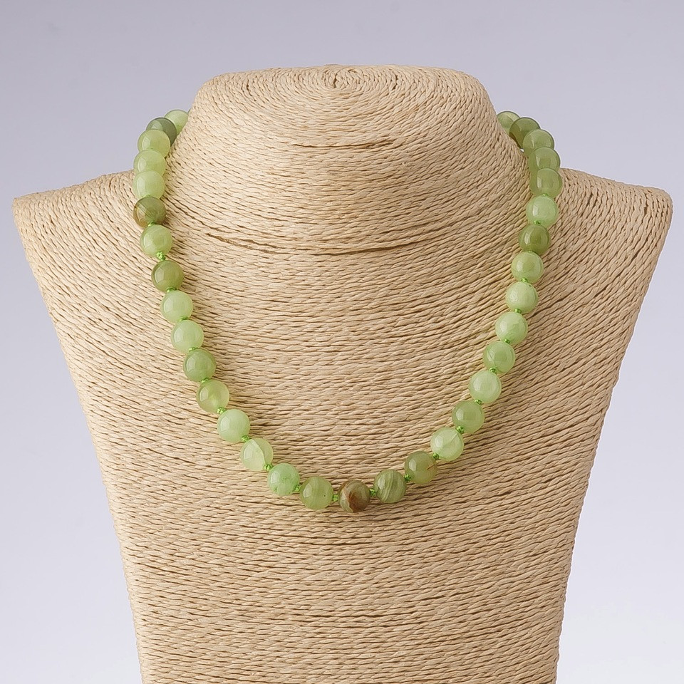 Намисто от оникс, гладки топчета, дължина 45 см, диаметър 10 мм