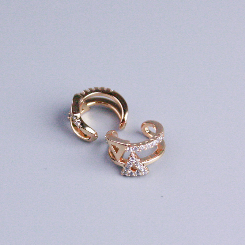 Двойна висулка Xuping позлатяване 18К бели кристали Триъгълник 10x5 мм +