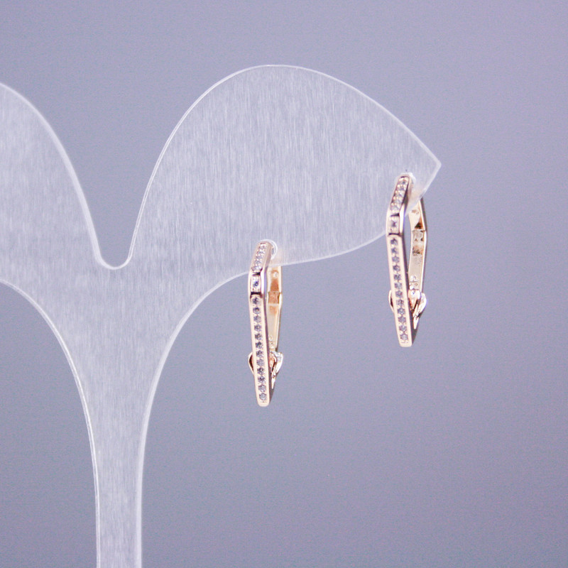 Сережки Xuping Позолота 18К з білими кристалами 19х15мм+