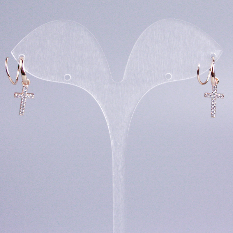 Каф Xuping позлата 18К, бели кристали, кръстче, дължина 20 мм +