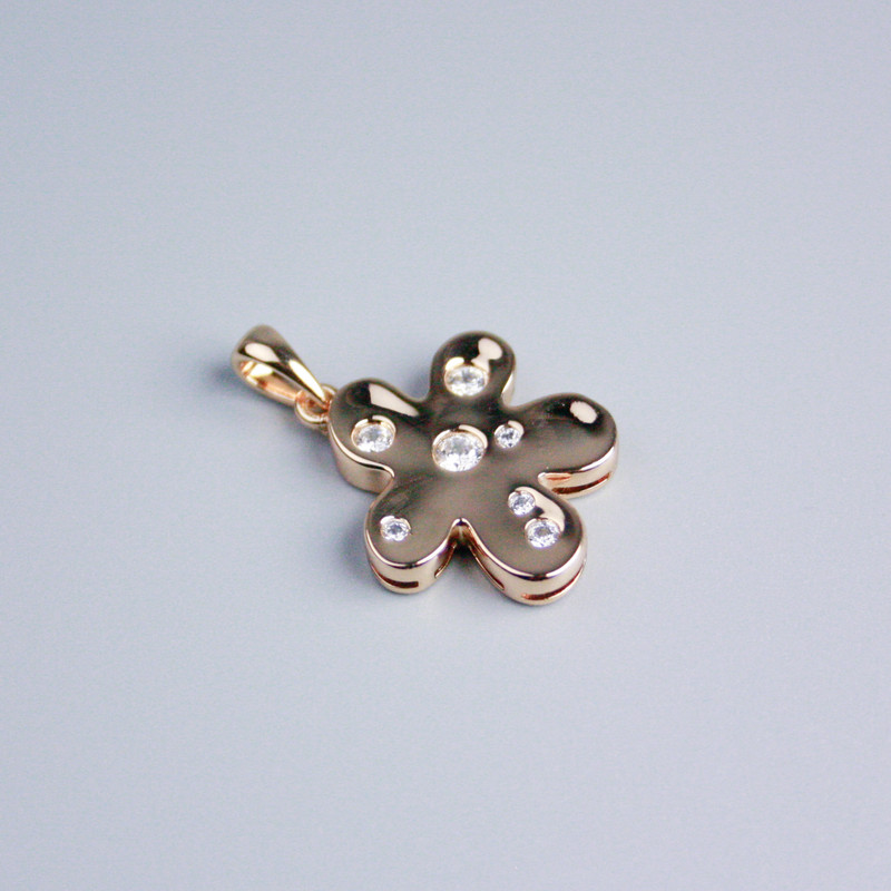 Кулон Xuping позлатяване 18K Цвете с бели кристали, диаметър 19×18 мм+