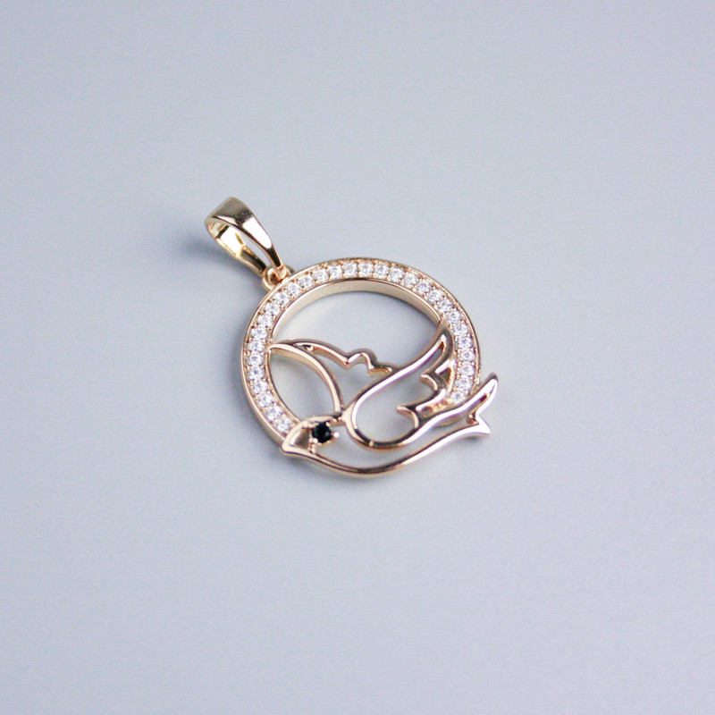 Кулон Xuping позлатяване 18К светлосин с бели кристали, диаметър 19 мм+