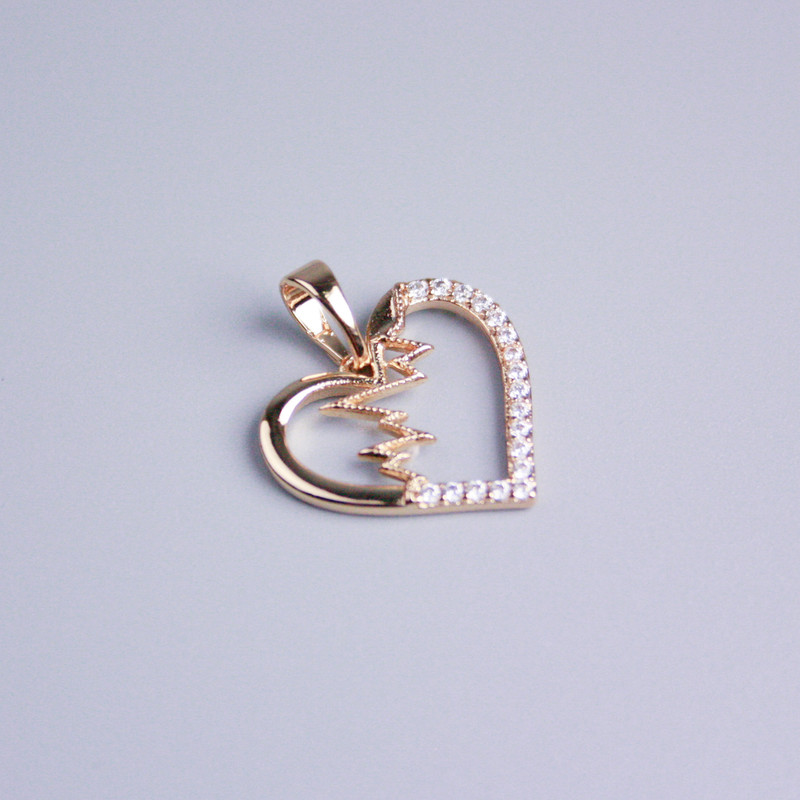 Кулон Xuping позлатяване 18К Сърце с бели стрази, диаметър 13×18 мм+