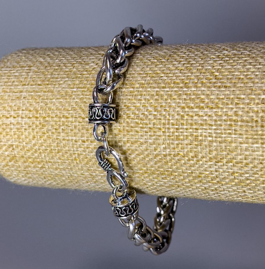 Гривна-верига «Замък» сребрист метал 6×8 мм, дебелина 8 мм, дължина 21 см +