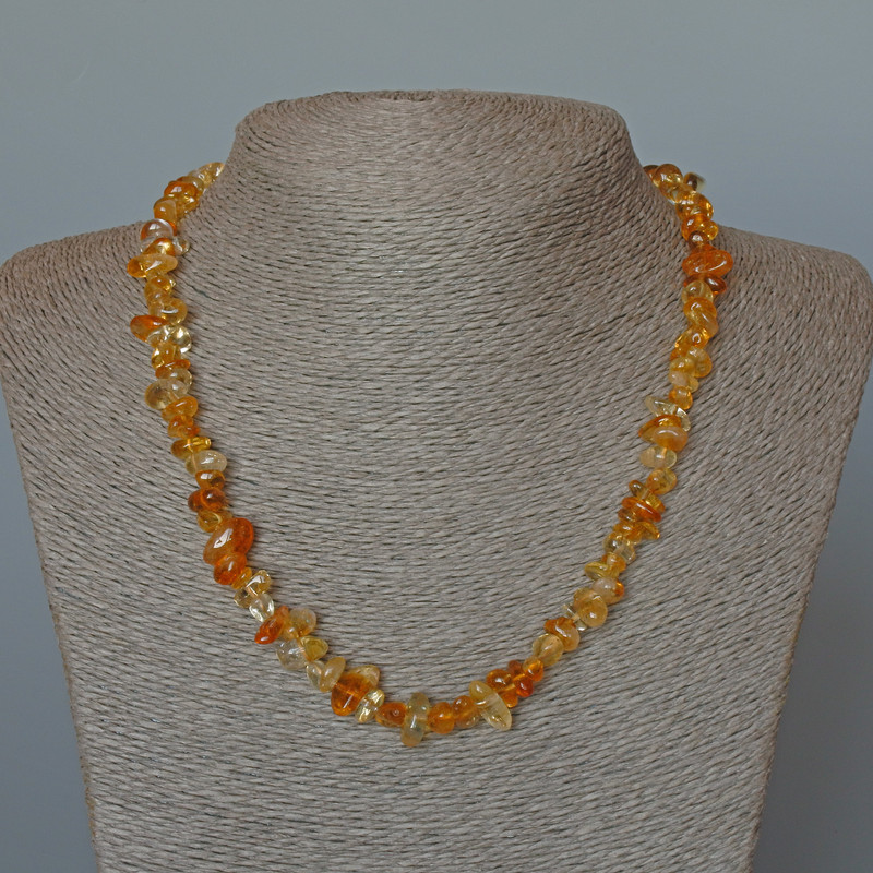 Намисто от естествен цитрин, естествен камък, фасетирани мъниста, диаметър 8х4 мм, дължина 48 см